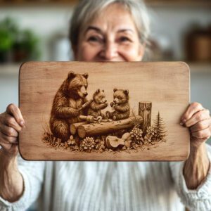 Bear Charcuterie Board Laser Engraving File, Rustic Woodworking