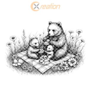 Bear Picnic Charcuterie Board Laser Engraving File, Rustic