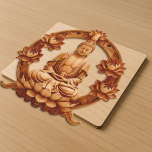 Buddha 3D Illusion Laser Engraving File, Buddhist Art,