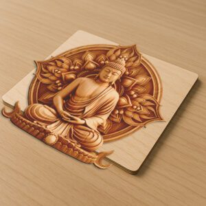 Buddha 3D Illusion Laser Engraving File, Golden Aura