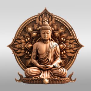 Buddha 3D Illusion Laser Engraving File, Golden Aura