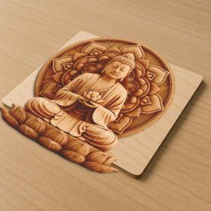 Buddha 3D Illusion Laser Engraving File, Lotus Mandala