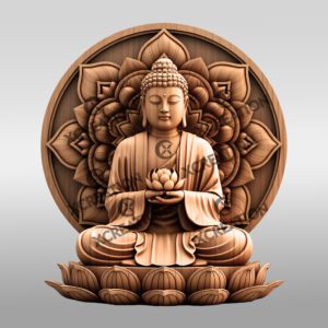Buddha 3D Illusion Laser Engraving File, Lotus Mandala