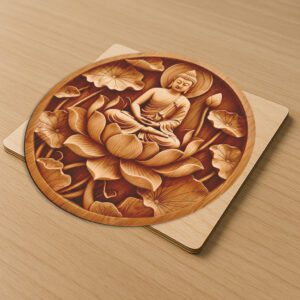 Buddha 3D Illusion Laser Engraving File, Peaceful Lotus
