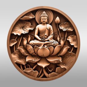 Buddha 3D Illusion Laser Engraving File, Peaceful Lotus