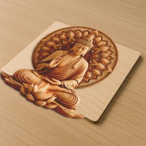 Buddha 3D Illusion Laser Engraving File, Sacred Fire