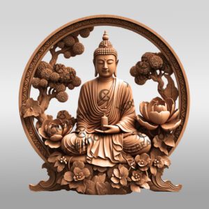 Buddha 3D Illusion Laser Engraving File, Tranquil Nature