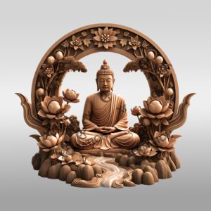 Buddha 3D Illusion Laser Engraving File, Zen Garden