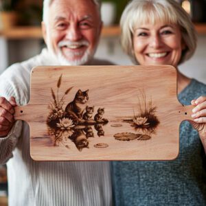 Cat Family Charcuterie Board Laser Engraving Design, Water