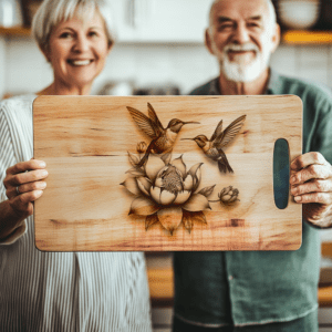 Charcuterie Board Engraving File, 3D Hummingbird Design, Couple
