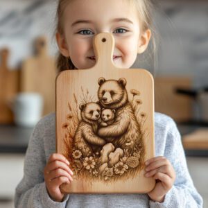 Charcuterie Board Engraving File, Bear Family Meadow, Rustic