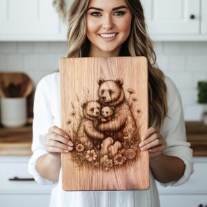 Charcuterie Board Engraving File, Bear Family Meadow, Rustic