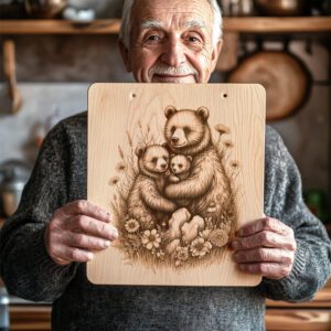 Charcuterie Board Engraving File, Bear Family Meadow, Rustic