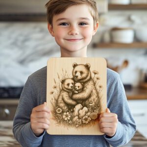 Charcuterie Board Engraving File, Bear Family Meadow, Rustic