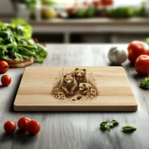 Charcuterie Board Engraving File, Bear Family Nature Scene,
