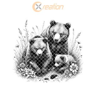 Charcuterie Board Engraving File, Bear Family Nature Scene,