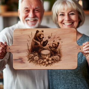 Charcuterie Board Engraving File, Bear Music Nature Scene,