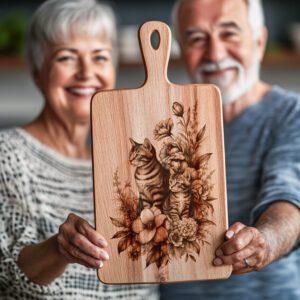 Charcuterie Board Engraving File, Cat Family Floral Decor,