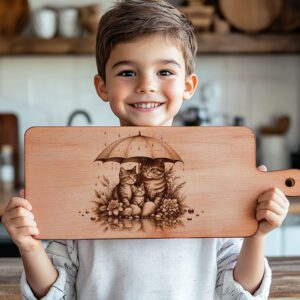 Charcuterie Board Engraving File, Cat Family Umbrella Design,