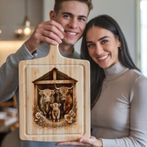 Charcuterie Board Engraving File, Highland Cow Barn Design,
