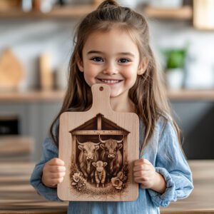 Charcuterie Board Engraving File, Highland Cow Barn Design,