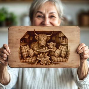 Charcuterie Board Engraving File, Highland Cow Farmhouse Kitchen