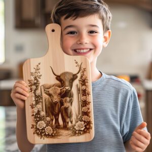 Charcuterie Board Engraving File, Highland Cow Rustic Kitchen