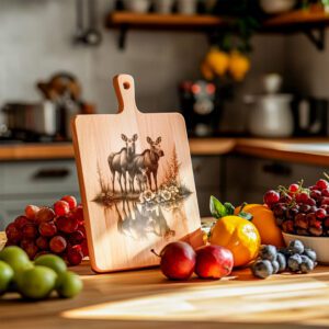 Charcuterie Board Engraving File, Moose Family Water Reflection,