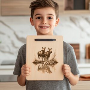 Charcuterie Board Engraving File, Moose Family Water Reflection,