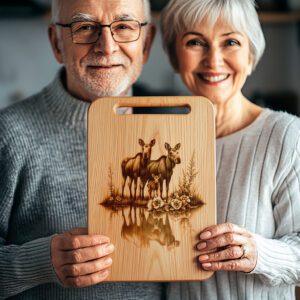 Charcuterie Board Engraving File, Moose Family Water Reflection,