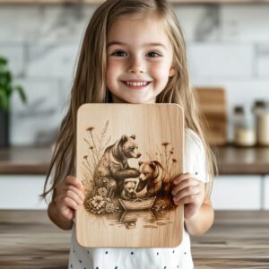 Charcuterie Board Engraving File, Three Bears by Boat,