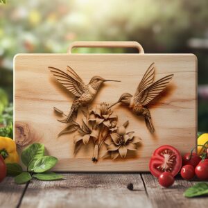 Charcuterie Board Laser Engraving File, 3D Hummingbird Design,