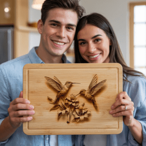 Charcuterie Board Laser Engraving File, 3D Hummingbird Design,