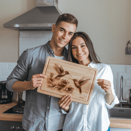 Charcuterie Board Laser Engraving File, 3D Hummingbird Design,