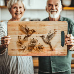 Charcuterie Board Laser Engraving File, 3D Hummingbird Design,