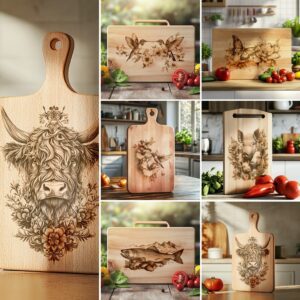 Charcuterie Board Laser Engraving File, Animal 3D Illusion,