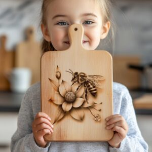 Charcuterie Board Laser Engraving File, Bee and Flower