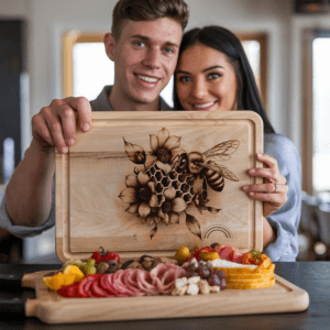 Charcuterie Board Laser Engraving File, Bee and Flower