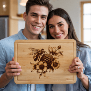 Charcuterie Board Laser Engraving File, Bee Honeycomb Floral