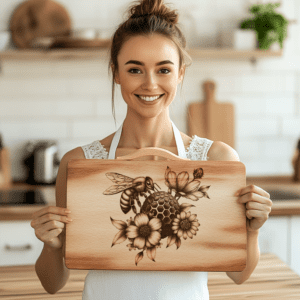 Charcuterie Board Laser Engraving File, Bee Honeycomb Floral
