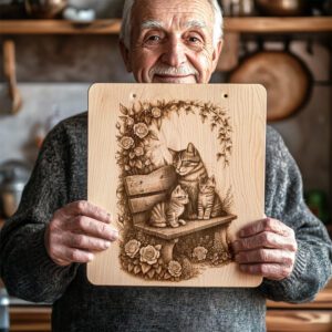 Charcuterie Board Laser Engraving File, Cat Family Bench