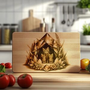 Charcuterie Board Laser Engraving File, Cat Family Crystal