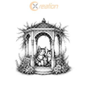 Charcuterie Board Laser Engraving File, Cat Family Gazebo