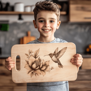 Charcuterie Board Laser Engraving File, Hummingbird Flower Kitchen