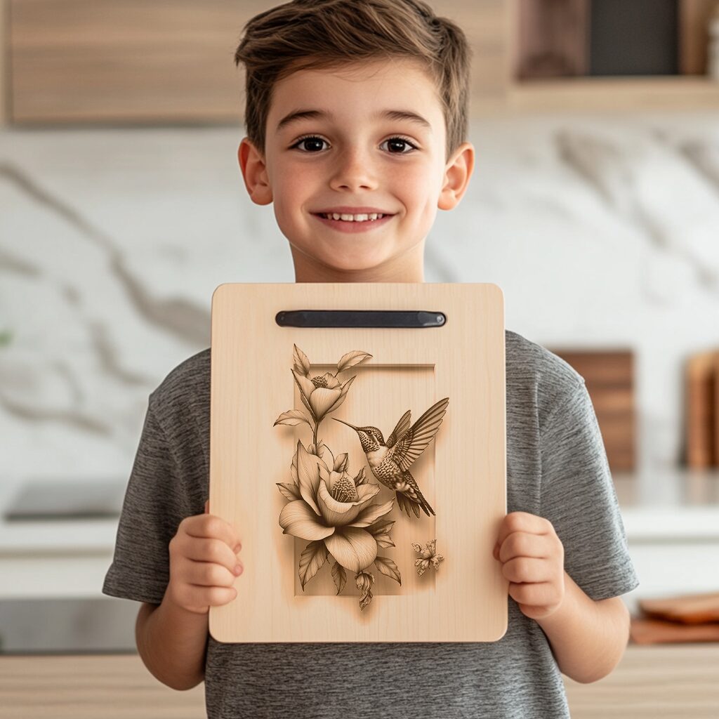 Charcuterie Board Laser Engraving File, Hummingbird Flowers Design,
