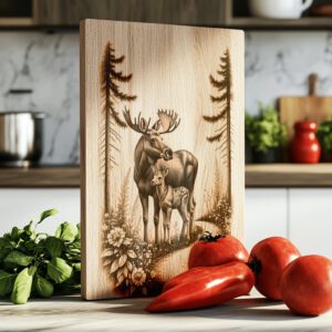 Charcuterie Board Laser Engraving File, Moose Deer Nature