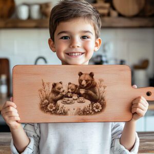 Charcuterie Board Laser Engraving File, Three Bears Tea