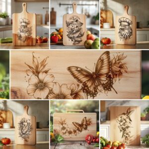 Charcuterie Board Laser Engraving Files, Animal 3D Illusion,