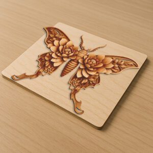 Firefly 3D Illusion Laser Engraving File, Floral Insect