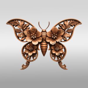Insect 3D Illusion Laser Engraving File, Floral Leaf